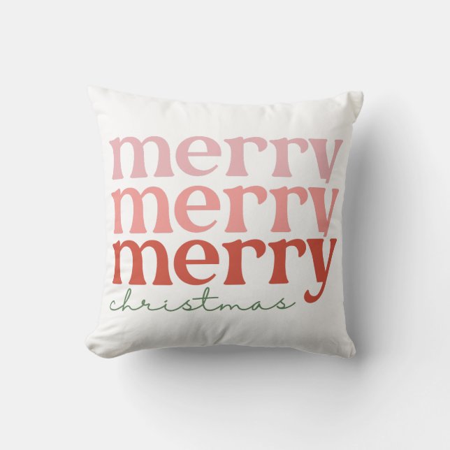 Merry Christmas Holiday Groovy Retro Cushion (Front)