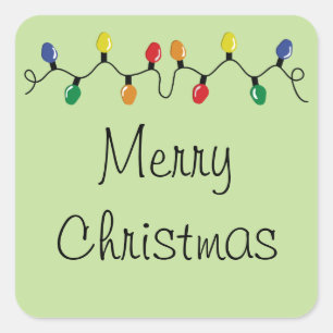 Merry Christmas Holiday Lights Square Sticker