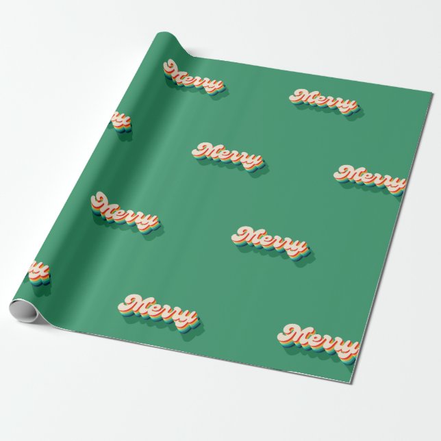 Merry Christmas Holiday Message Wrapping Paper (Unrolled)
