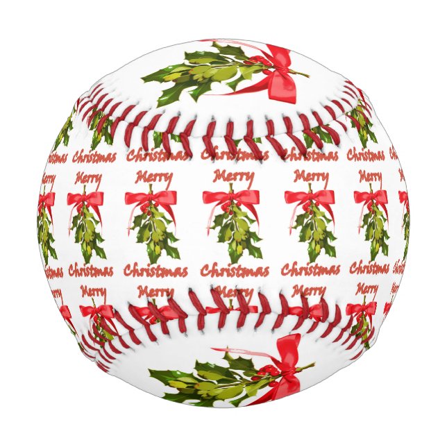 merry christmas holiday mistletoe baseball (Front)