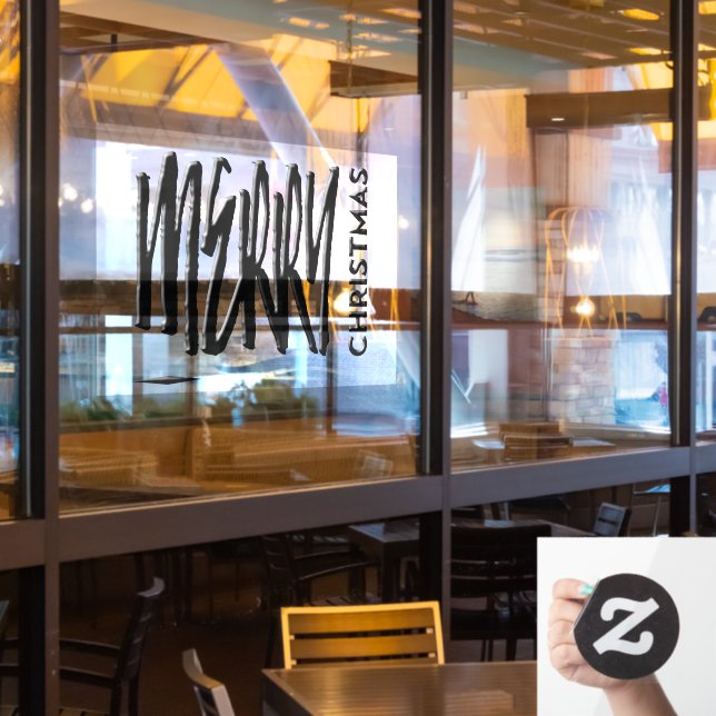 Merry Christmas Holiday Modern Typography  Window  Window Cling (Restaurant Window)