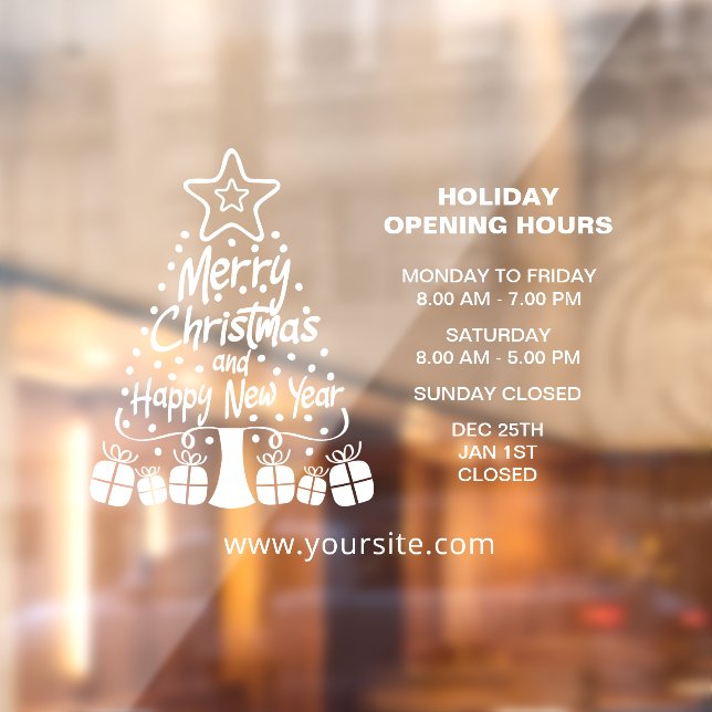 Merry Christmas, Holiday Opening Hours Sign, Window Cling (Sheet 2)