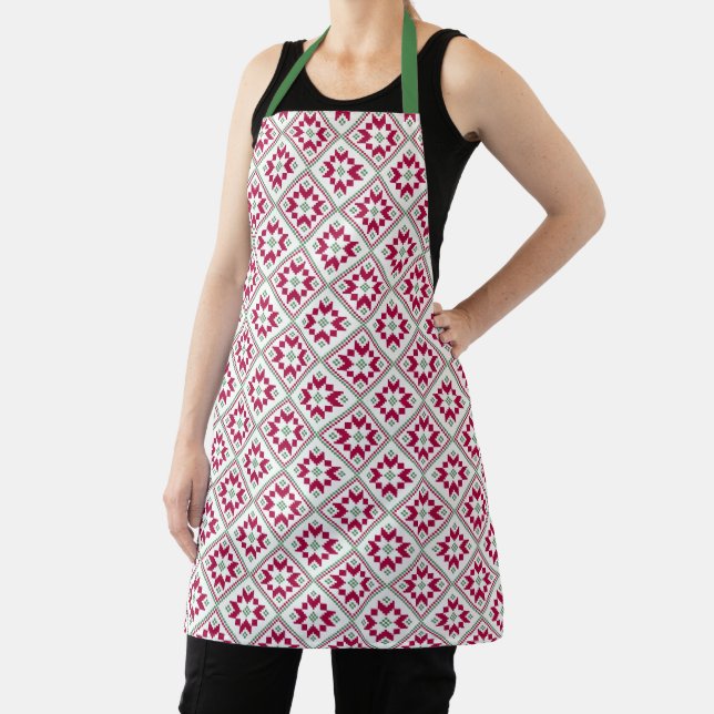 Merry Christmas Holiday Pattern Apron (Insitu)
