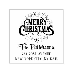 Merry Christmas Holiday Personal Return Address Self-inking Stamp
