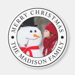 Merry Christmas Holiday Photo Magnet