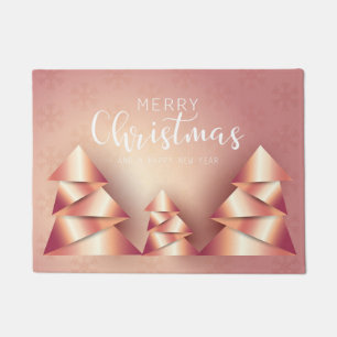 Merry Christmas Holiday Pink CALIGRAPHY Snowflake Doormat