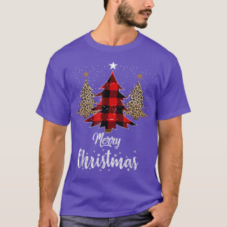 Merry Christmas Holiday Plaid Christmas Tree & Leo T-Shirt