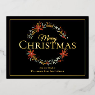 Merry Christmas Holiday Poinsettia Wreath Business