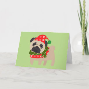 Merry Christmas Holiday Pug Dog Card