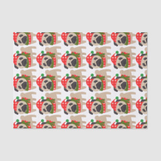 Merry Christmas Holiday Pug Dog Tissue Paper