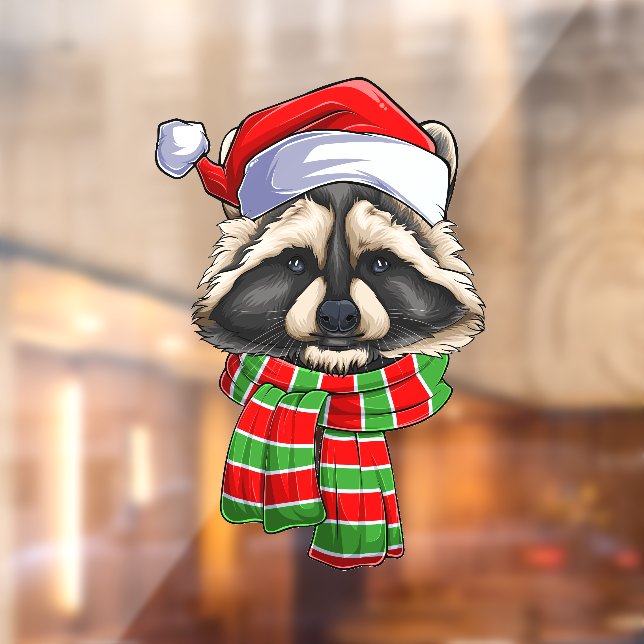 Merry Christmas Holiday Racoon Window Cling (Sheet 2)