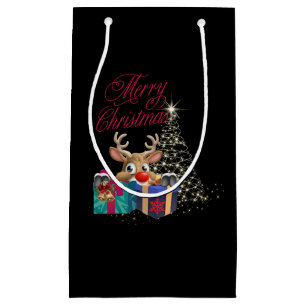 Merry Christmas Holiday Raindeer Small Gift Bag