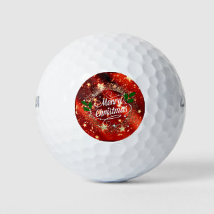 Merry Christmas, holiday red design Golf Balls