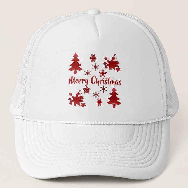 Merry Christmas, Holiday Red Design, Trucker Hat (Front)