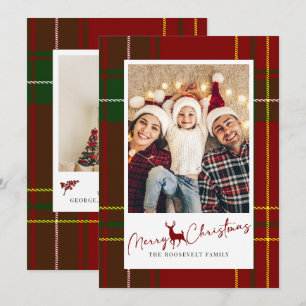 Merry Christmas Holiday Red Tartan Christmas Plaid Card