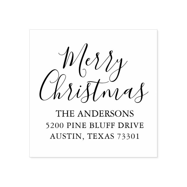 Merry Christmas | Holiday Return Address Stamp (Imprint)