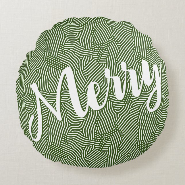 Merry Christmas Holiday Round Cushion (Front)
