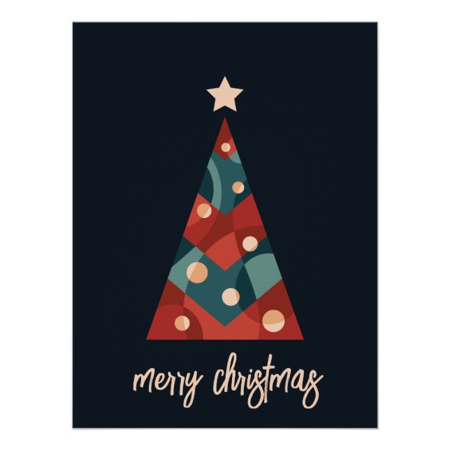 Merry Christmas holiday seasonal art xmas tree  Poster (Front)