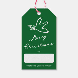 MERRY CHRISTMAS Holiday Simple Dove CUSTOM Gift Tags