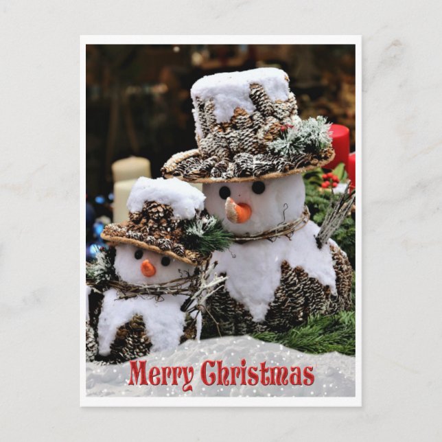 Merry Christmas Holiday snowman Postcard (Front)