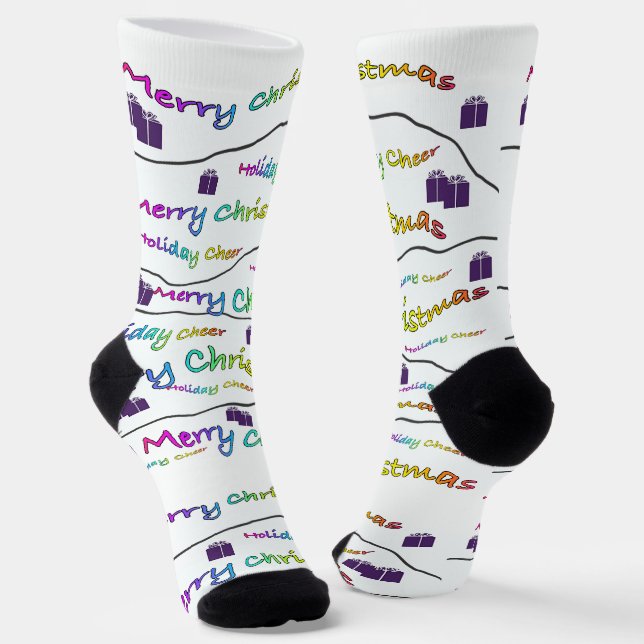 Merry Christmas Holiday Socks (Angled)