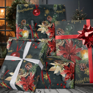Merry Christmas Holiday Splendour Glossy Wrapping Paper
