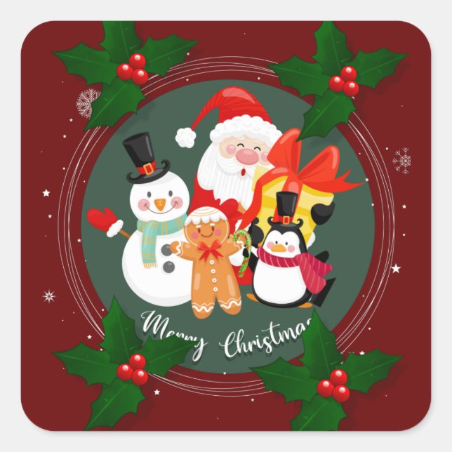 Merry Christmas holiday     Square Sticker (Front)