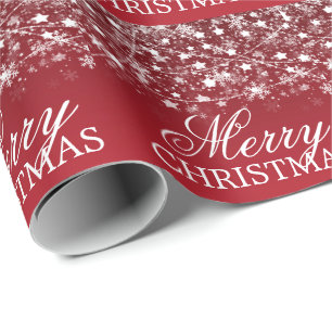 Merry Christmas Holiday String Lights Red Wrapping Paper