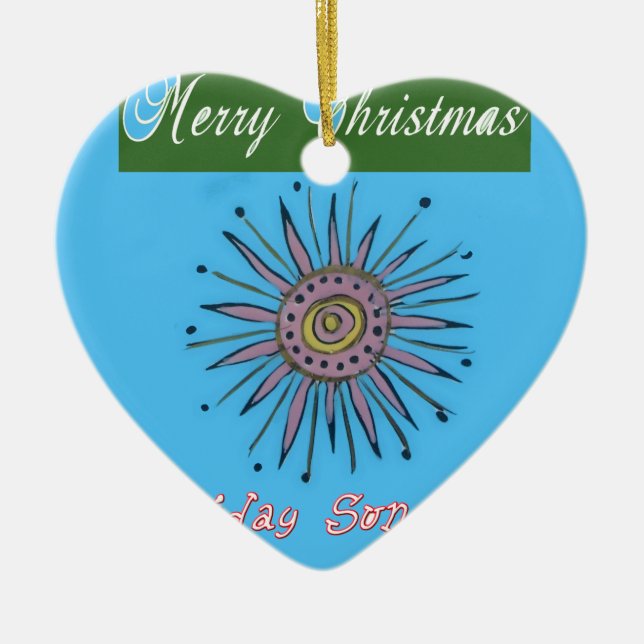 Merry Christmas Holiday Sunshine Collection Ceramic Tree Decoration (Front)