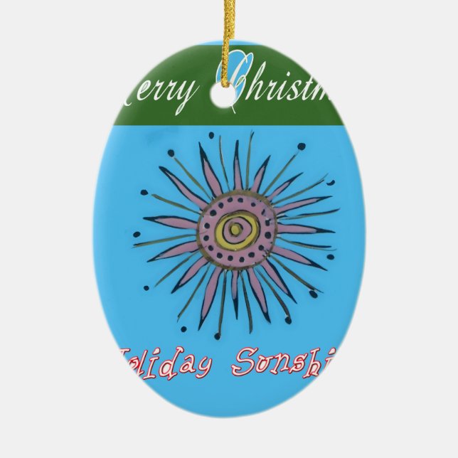 Merry Christmas Holiday Sunshine Collection Ceramic Tree Decoration (Front)