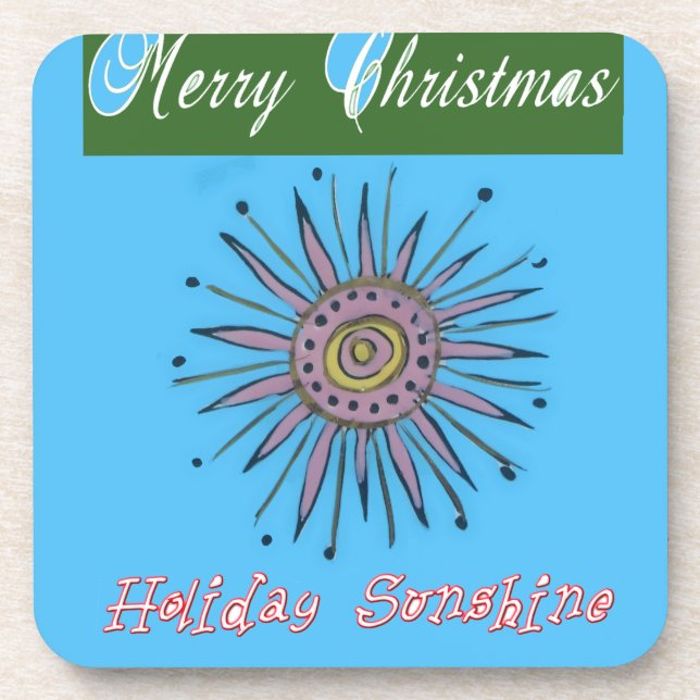 Merry Christmas Holiday Sunshine Collection Coaster (Front)