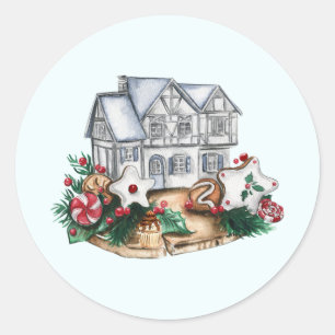 Merry Christmas Holiday Sweets and Decorations  Classic Round Sticker