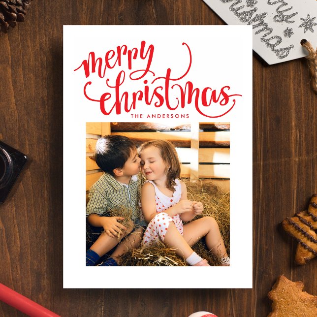 Merry Christmas Holiday Swirl Photo Card (Creator Uploaded)