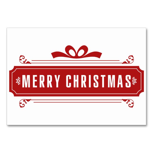 Merry Christmas Holiday Table Number (Front)