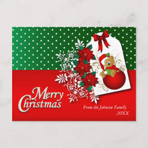 Merry Christmas Holiday Teddy Bear Postcard