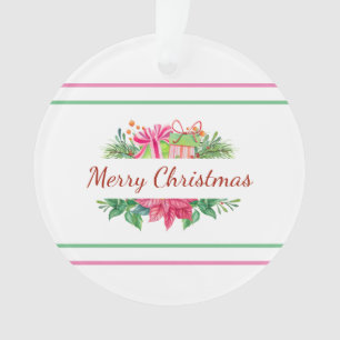 Merry Christmas Holiday Trim And Stripes Ornament