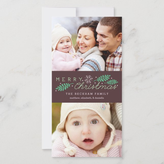 Merry Christmas Holiday Two Photo Card (Front)