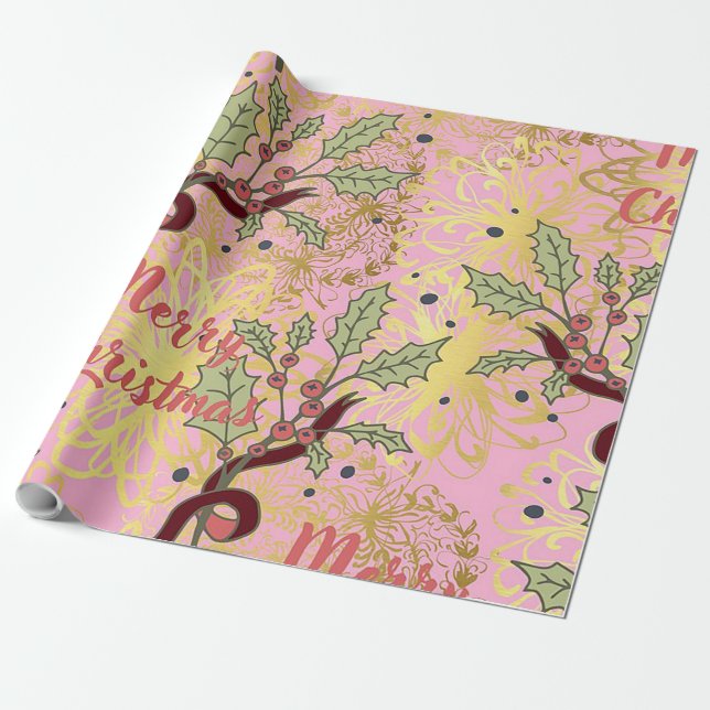 Merry Christmas  Holiday Wrapping Paper (Unrolled)
