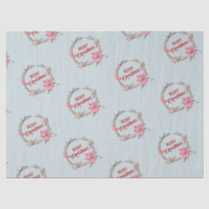 Merry Christmas Holiday Wreath Pattern Tissue Paper