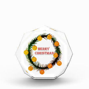 Merry Christmas Holiday Wreath Photo Block
