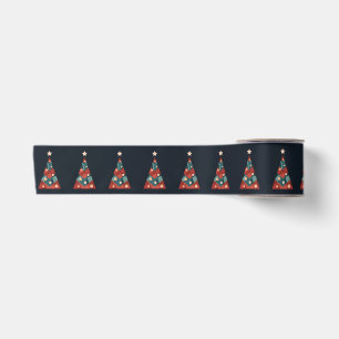 Merry Christmas holidays abstract art xmas tree Satin Ribbon