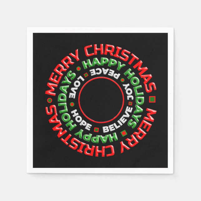 Merry Christmas Holidays Family Photo Personalise Napkin (Front)