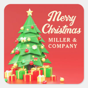 Merry Christmas Holidays Festive Modern Corporate Square Sticker