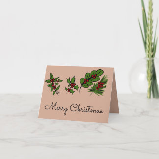 Merry Christmas Hollies Card
