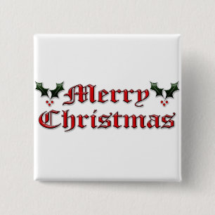 Merry Christmas - Holly 15 Cm Square Badge