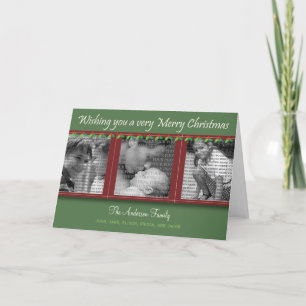 Merry Christmas Holly and Ivy Tri-Photo Card