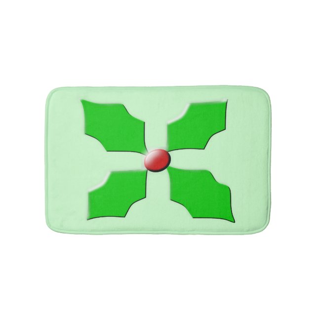 Merry Christmas Holly Bath Mat (Front)