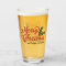 Merry Christmas Holly Beer Glass