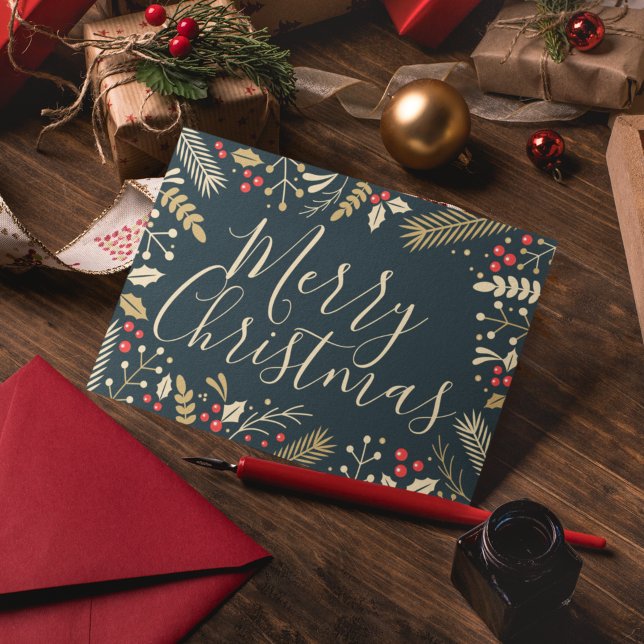 Merry Christmas Holly & Berries Card (Creator Uploaded)