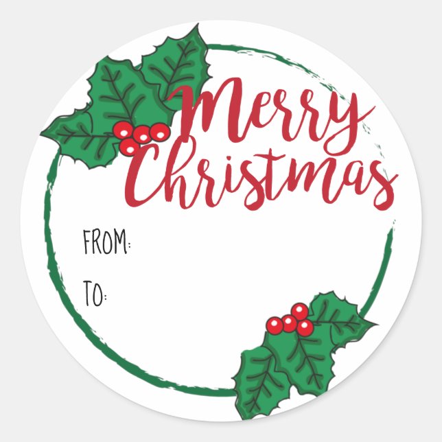 Merry Christmas Holly Berries Gift Tag   (Front)